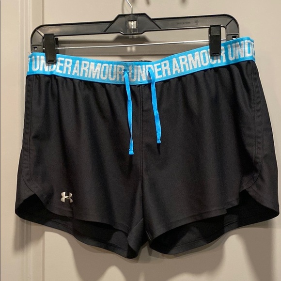 Under Armour Black & Blue Athletic Shorts Size L - Picture 1 of 6